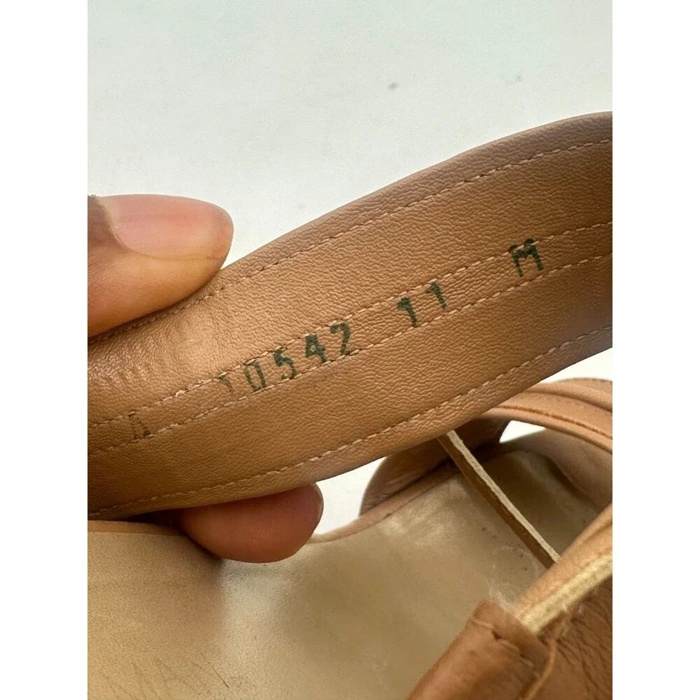 Stuart Weitzman Abandon Tan Leather Lace Up Espadrille Raffia Wedge Size 11M